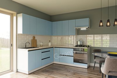 Кухня кутова "Альфа" від 7250 грн. м.п. Колір блакитний прибій Garant-2 фото