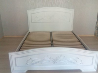 Ліжко "Анабель" МДФ Белій мат з сріблястою патиною 1345 фото